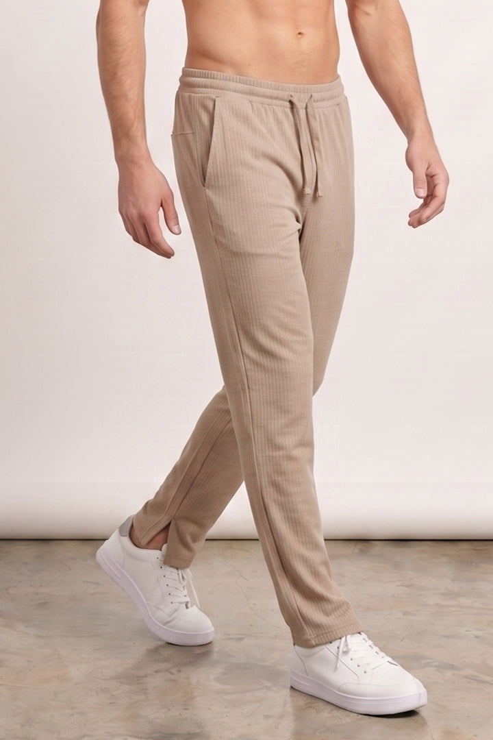 Split Hem Trousers - Beige-2-MENDEEZ