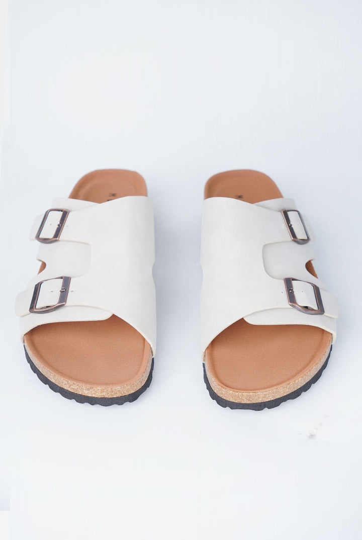 Buckle Slides - Off White - Mendeez