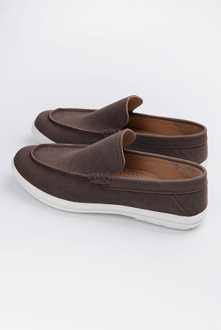 Slip On Suede Loafers - Dark Brown - Mendeez