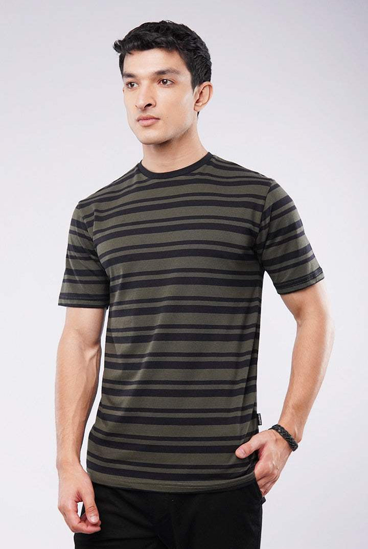 Striped T-Shirt - Green & Black - Mendeez
