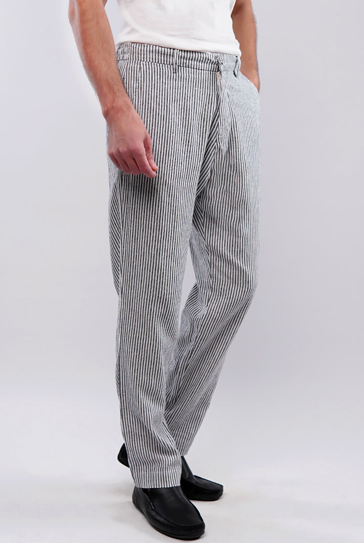 Striped Linen Pants - Black & White - Mendeez