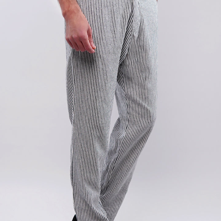 Striped Linen Pants - Black & White - Mendeez