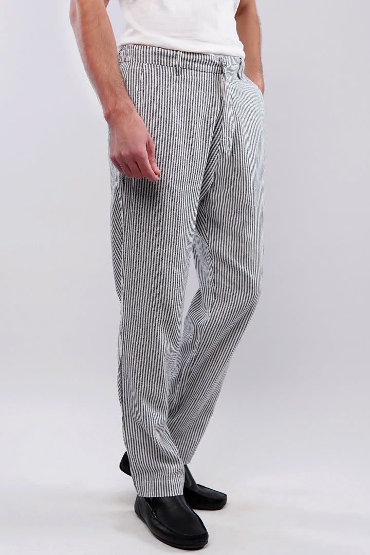Striped Linen Pants - Black & White - Mendeez