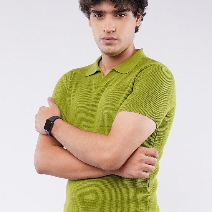 Johnny Collar Polo Shirt - Lime Green - Mendeez