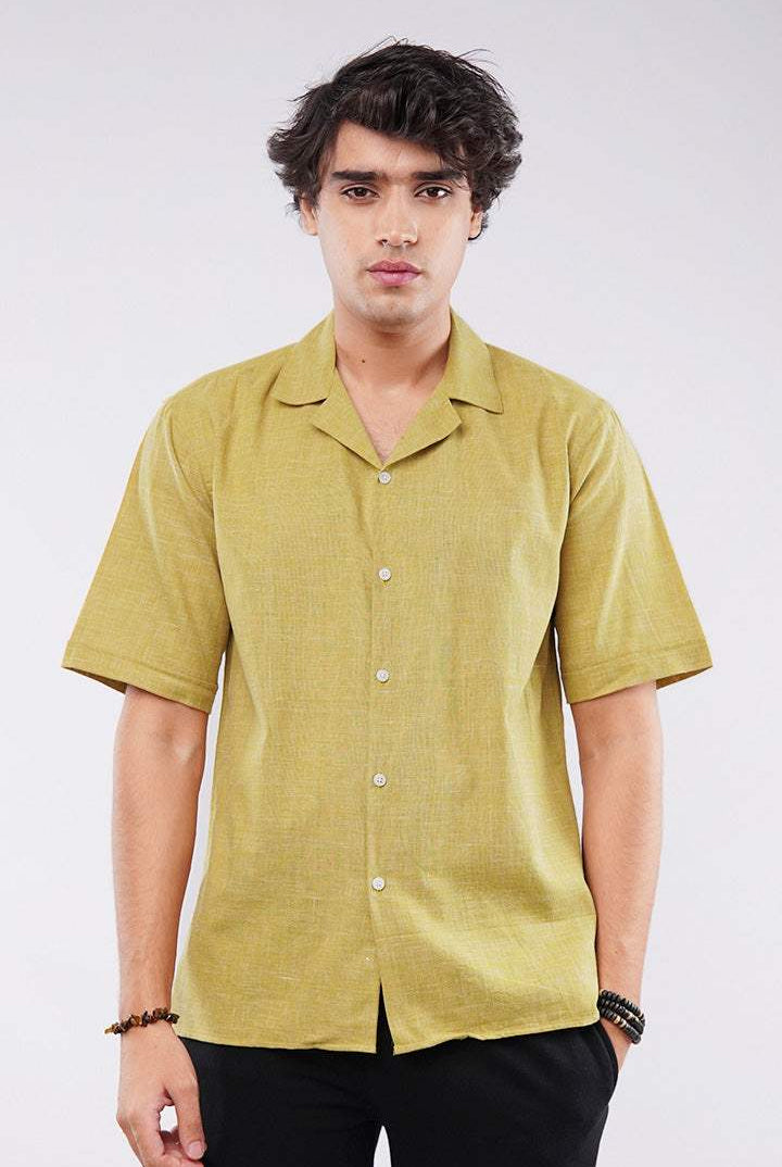 Texture Cuban Shirt - Mustard Yellow - Mendeez