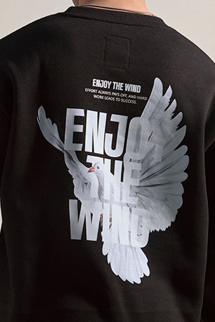 Oversized Graphic Sweatshirt - Black - Mendeez
