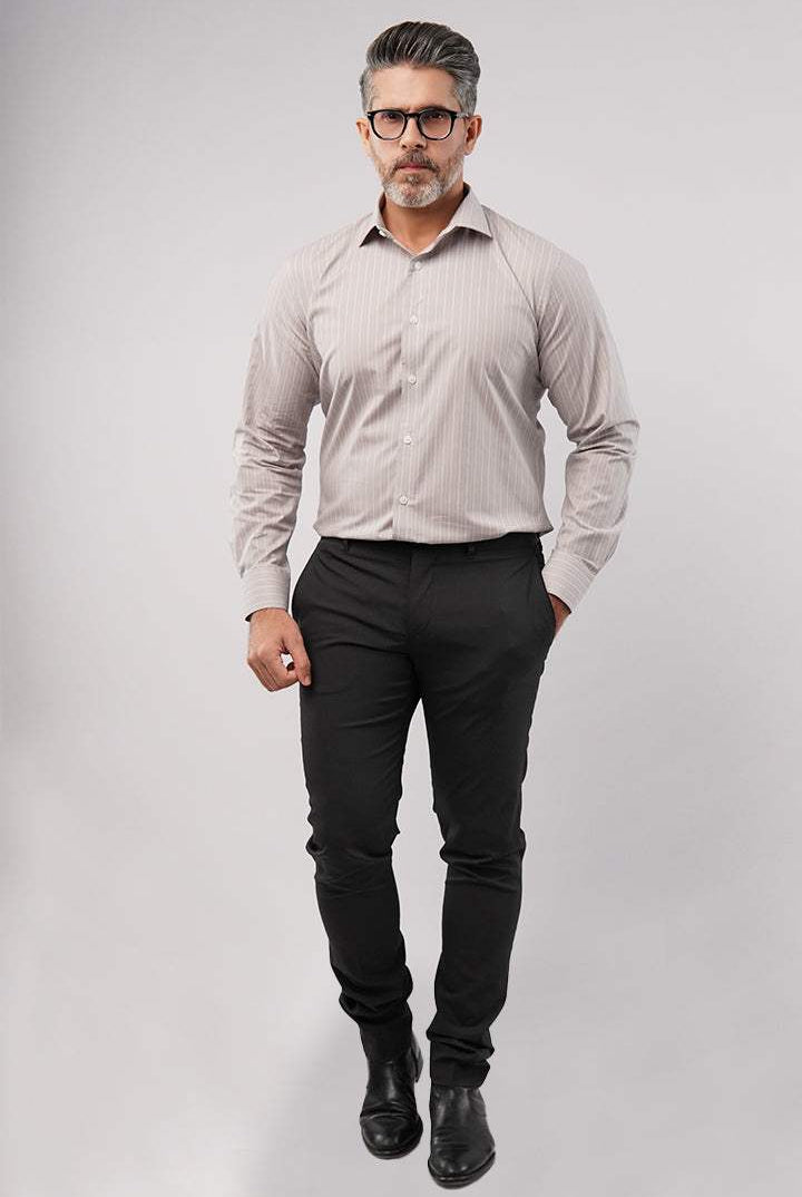 Striped Shirt - Beige - Mendeez