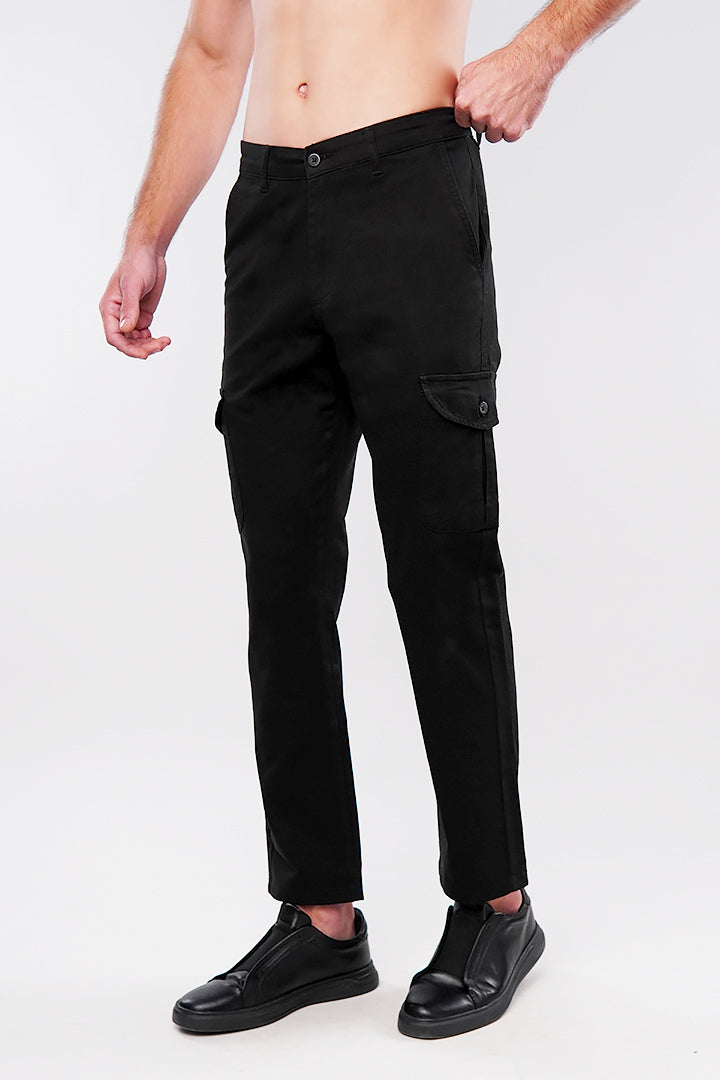 Straight Cargo Pants - Black - Mendeez