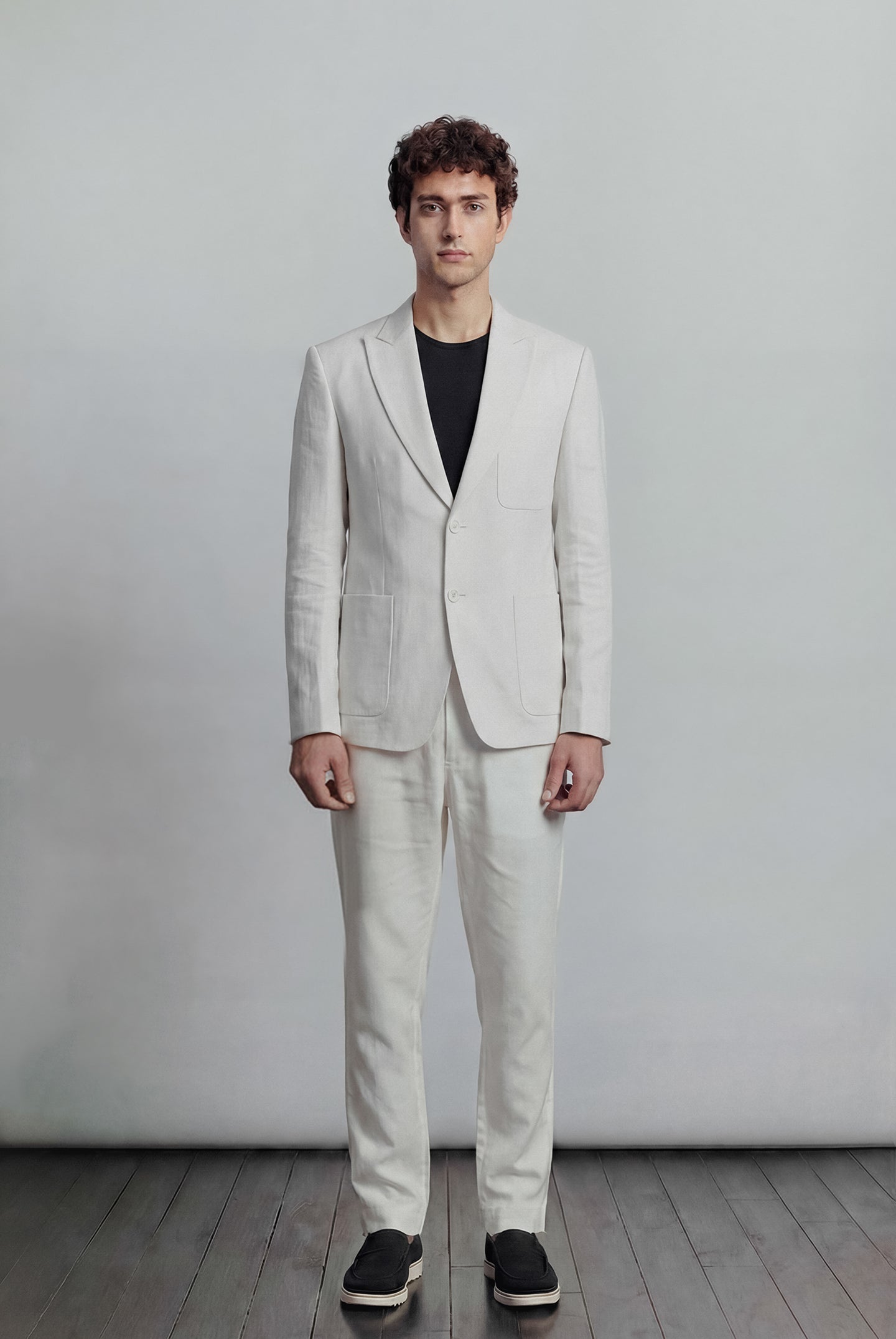 Linen Blazer - White - Mendeez