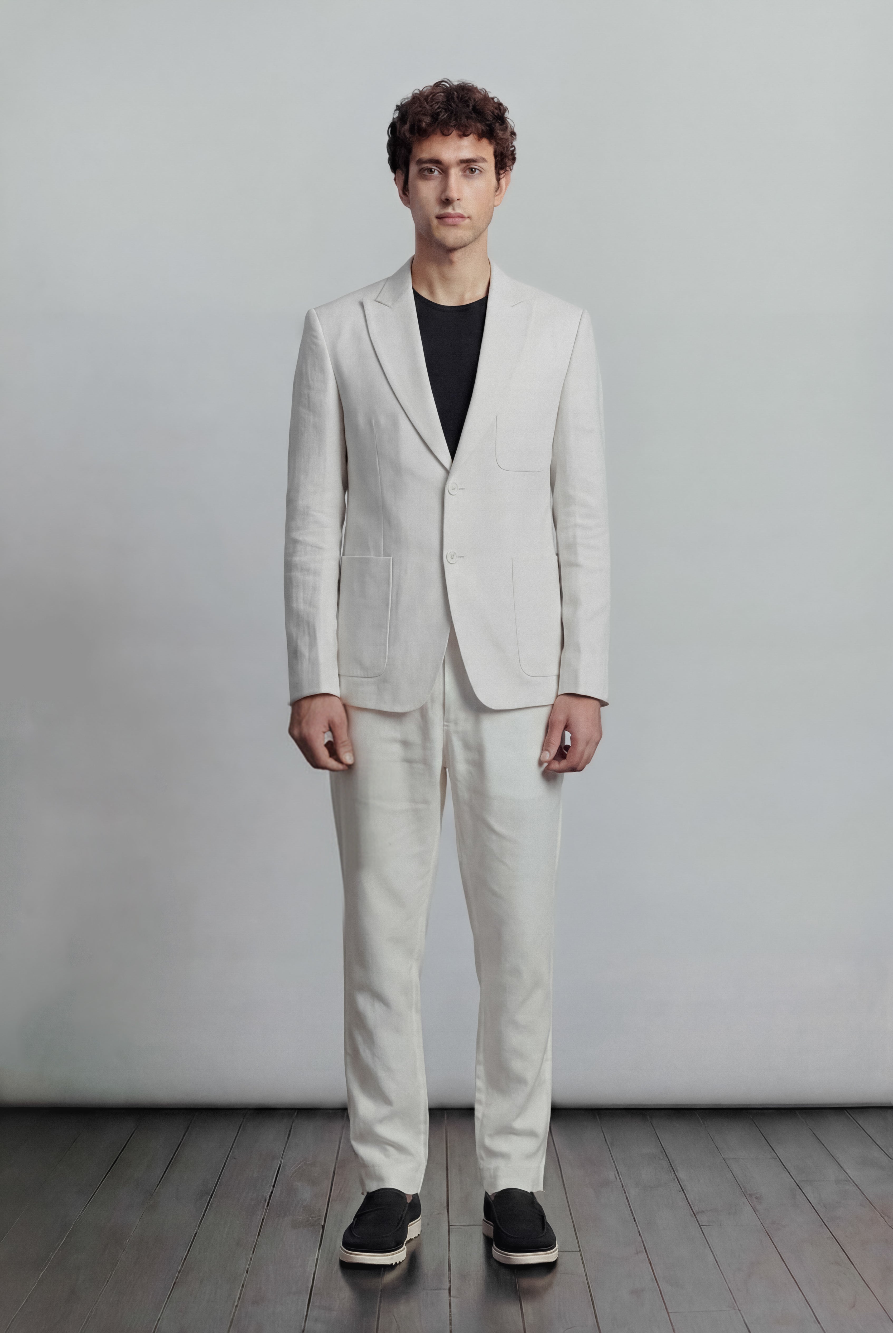 Linen Blazer - White - Mendeez