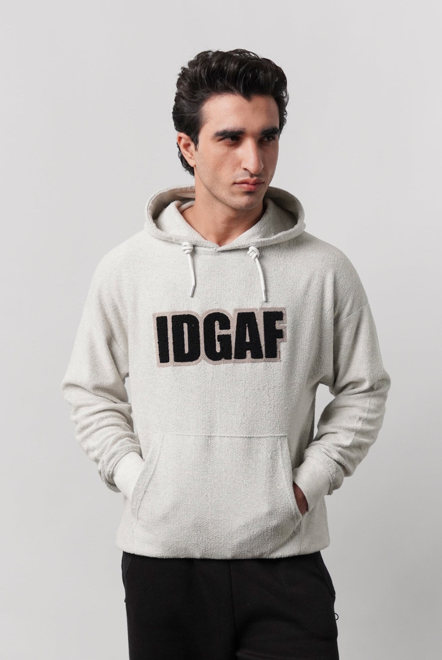 Pullover Embroidered Hoodie - Heather Grey - Mendeez