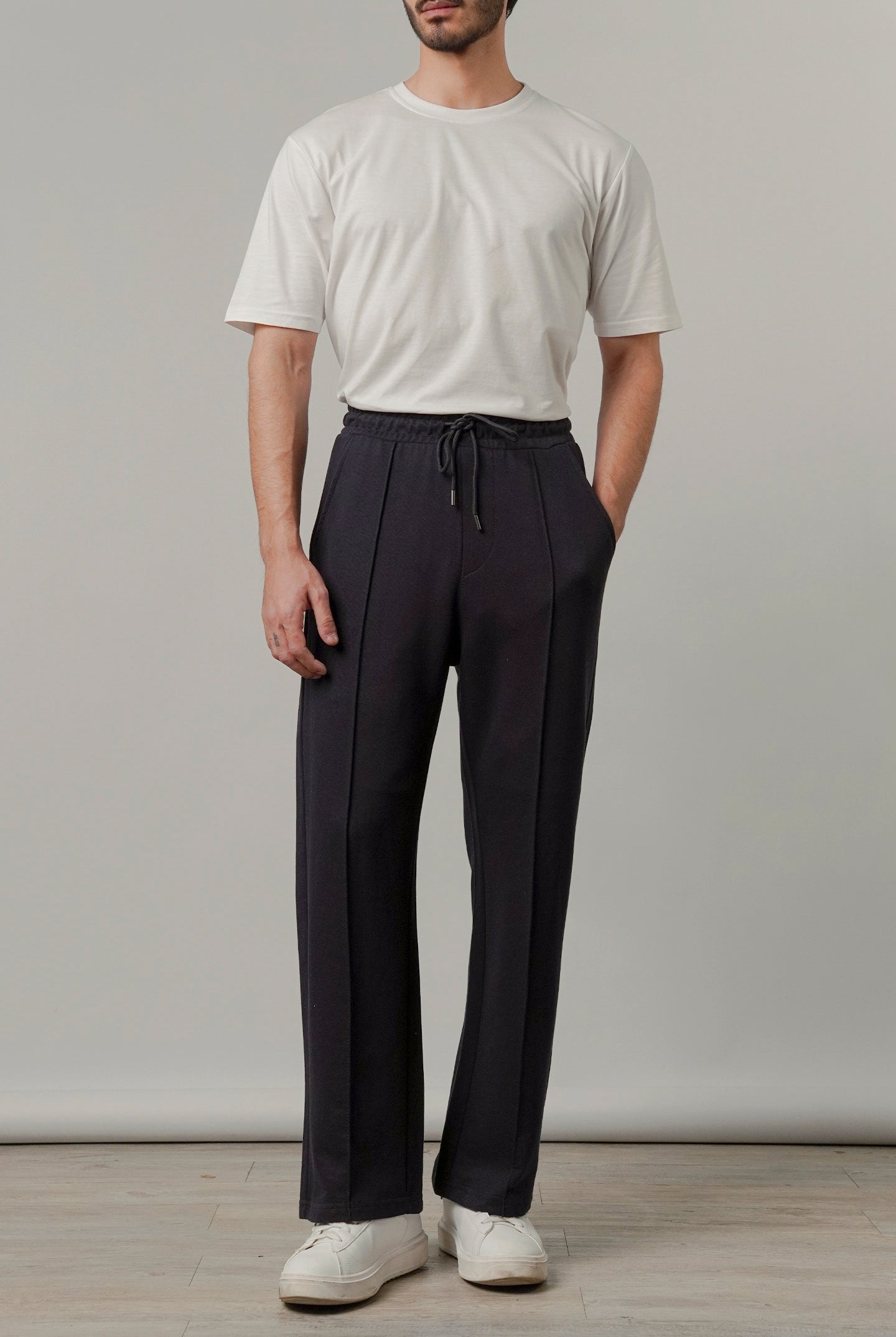 Pintex Jogger Pants - Navy Blue - Mendeez