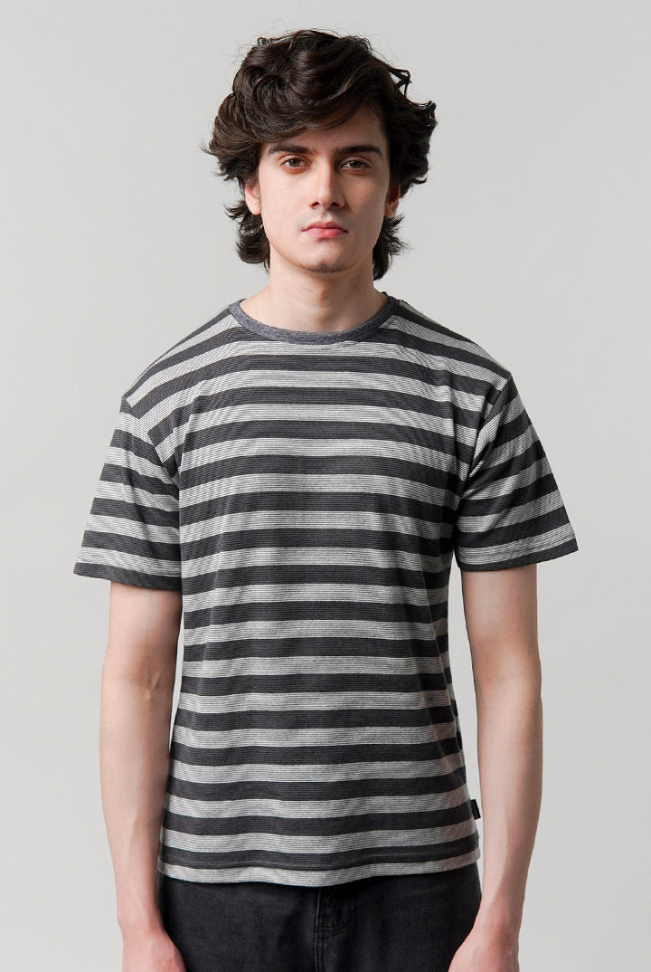 Striped T-Shirt - Grey - Mendeez