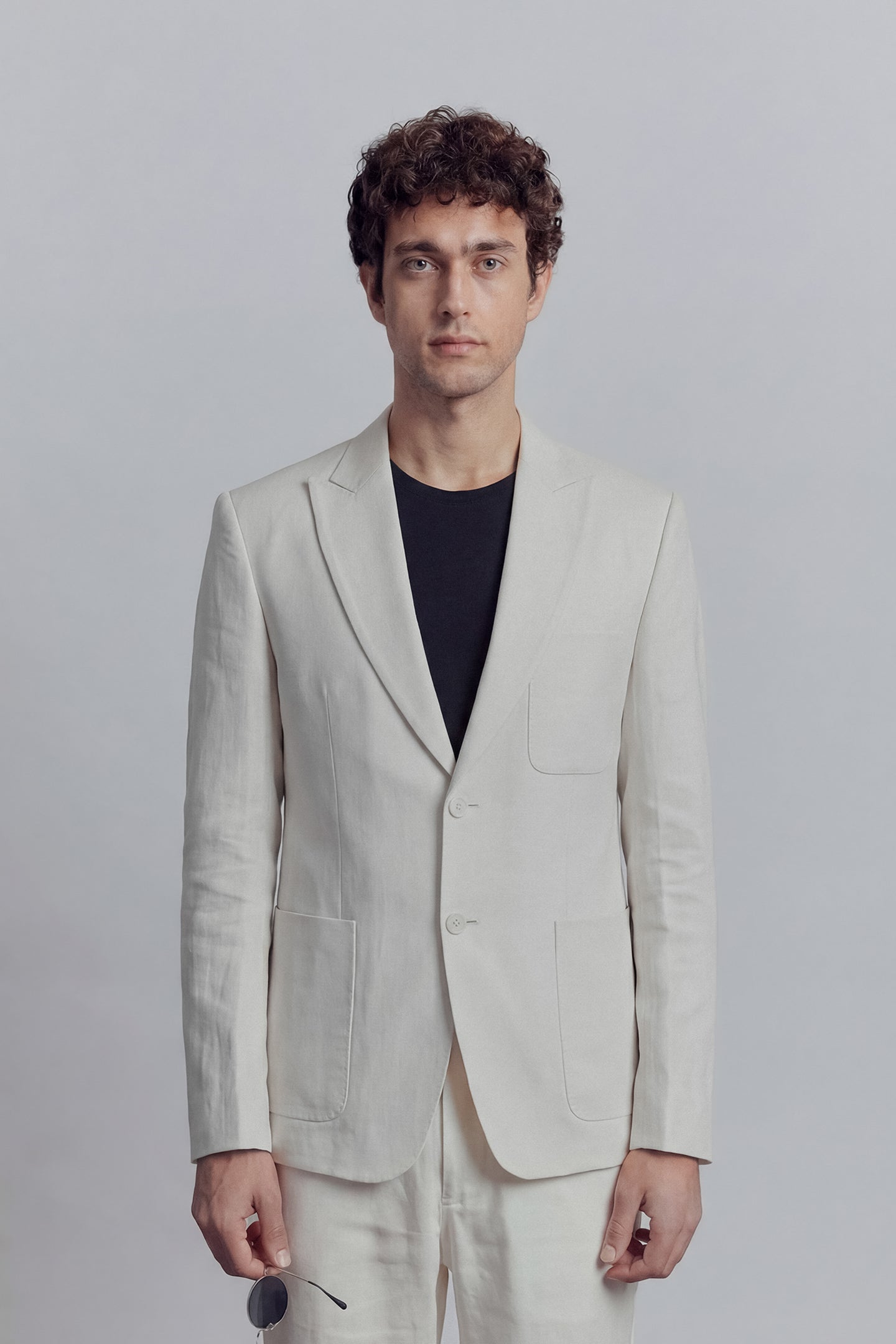Linen Blazer - White - Mendeez