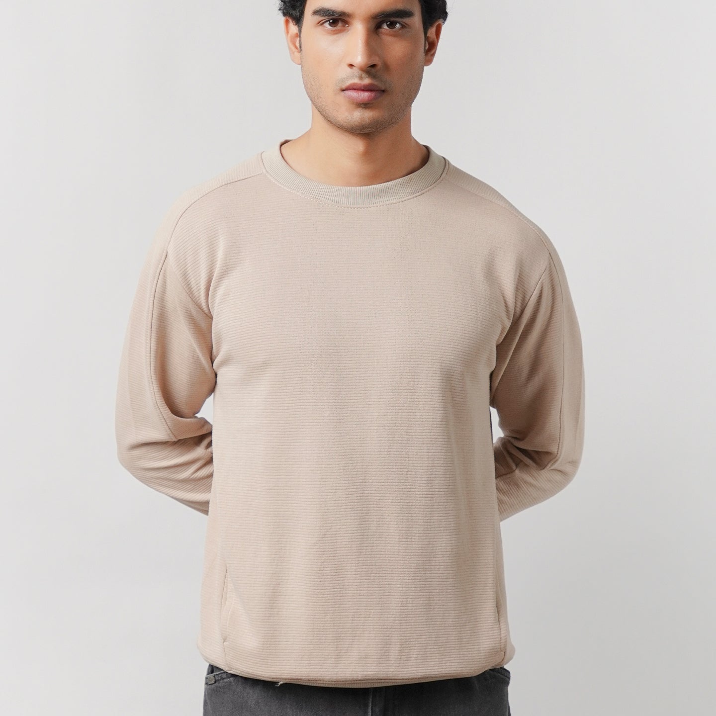 Side-Pocket Sweatshirt - Beige - Mendeez