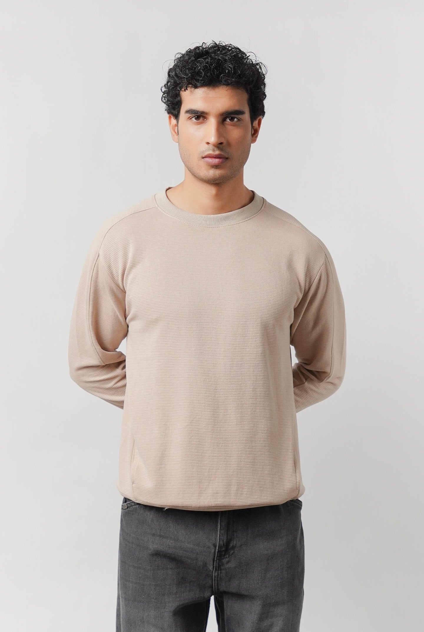 Side-Pocket Sweatshirt - Beige - Mendeez