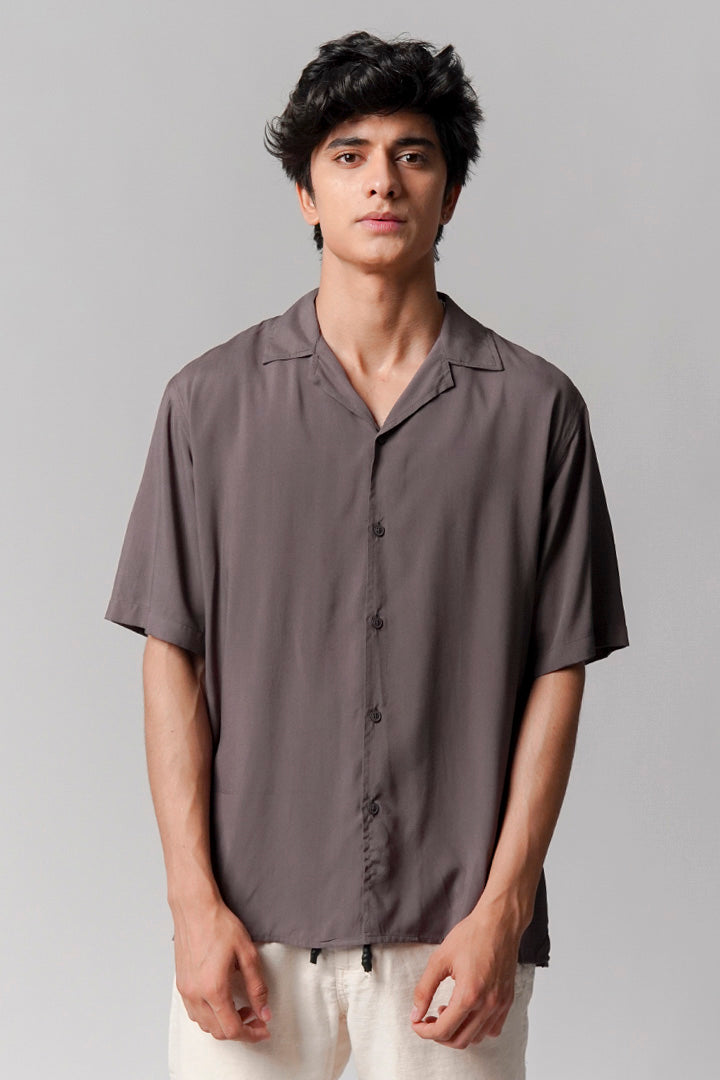 Linen Cuban Shirt - Grey - Mendeez