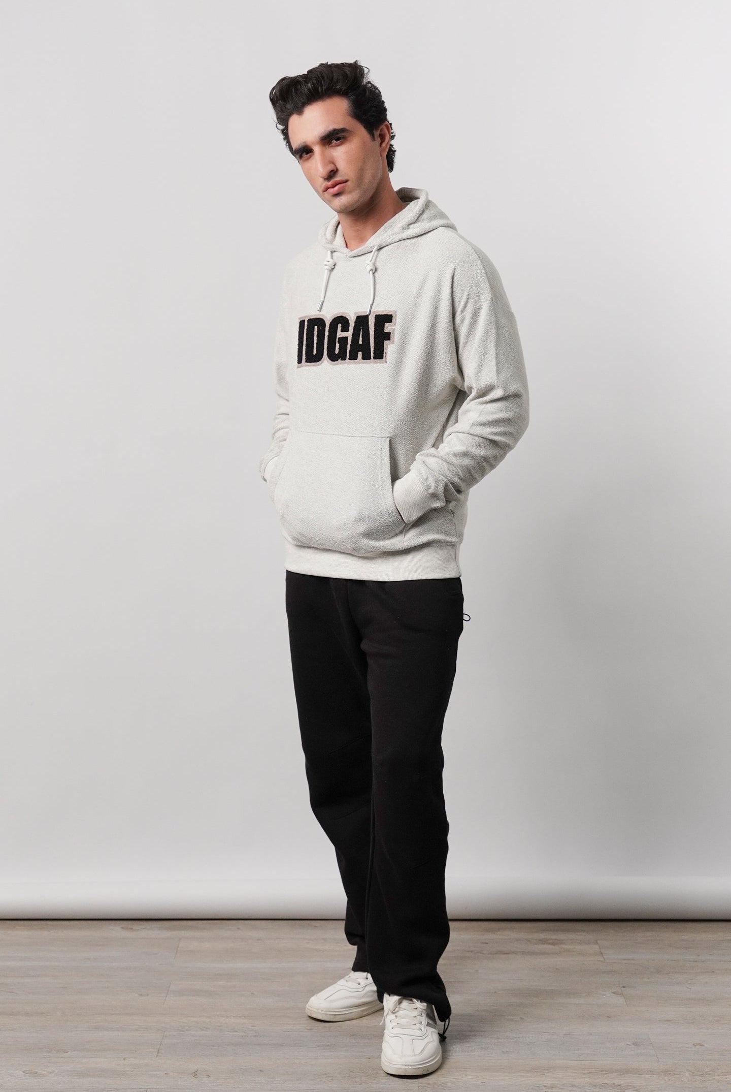 Pullover Embroidered Hoodie - Heather Grey - Mendeez