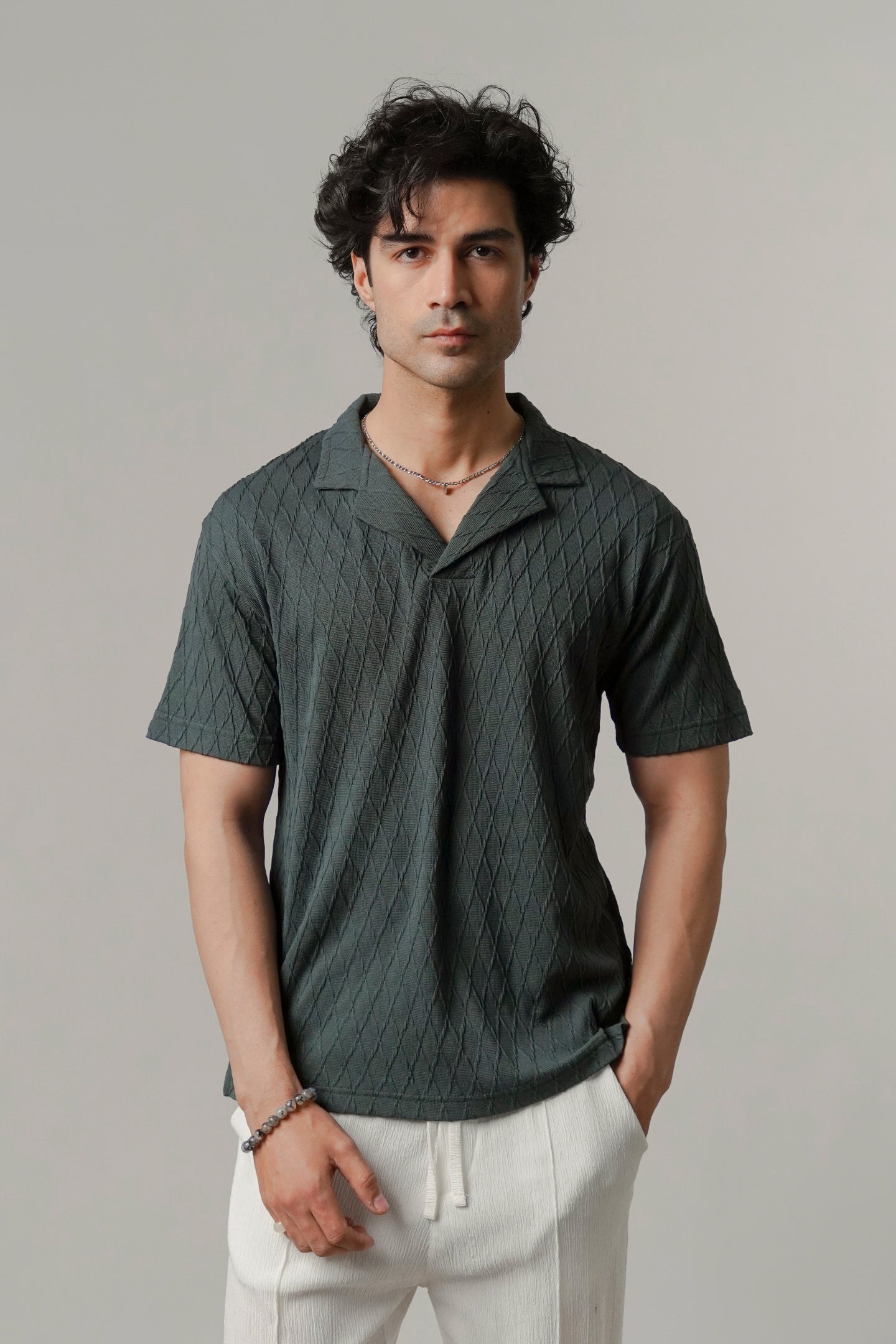 Cuban Collar Polo - Sea Green - Mendeez