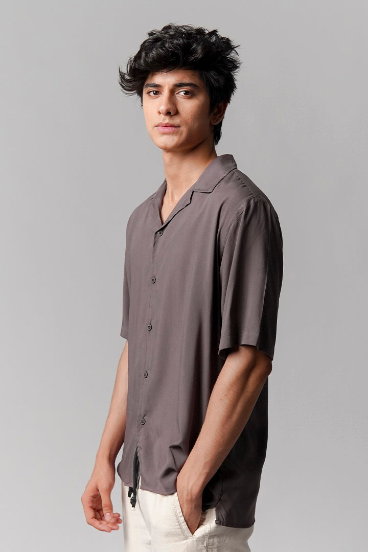 Linen Cuban Shirt - Grey - Mendeez