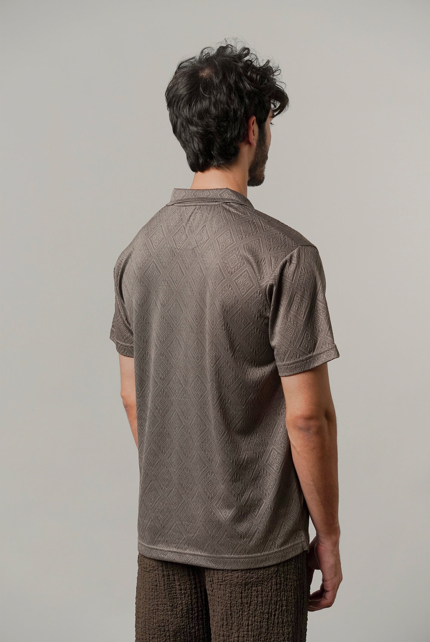 Cuban Collar Polo - Brownish Grey - Mendeez