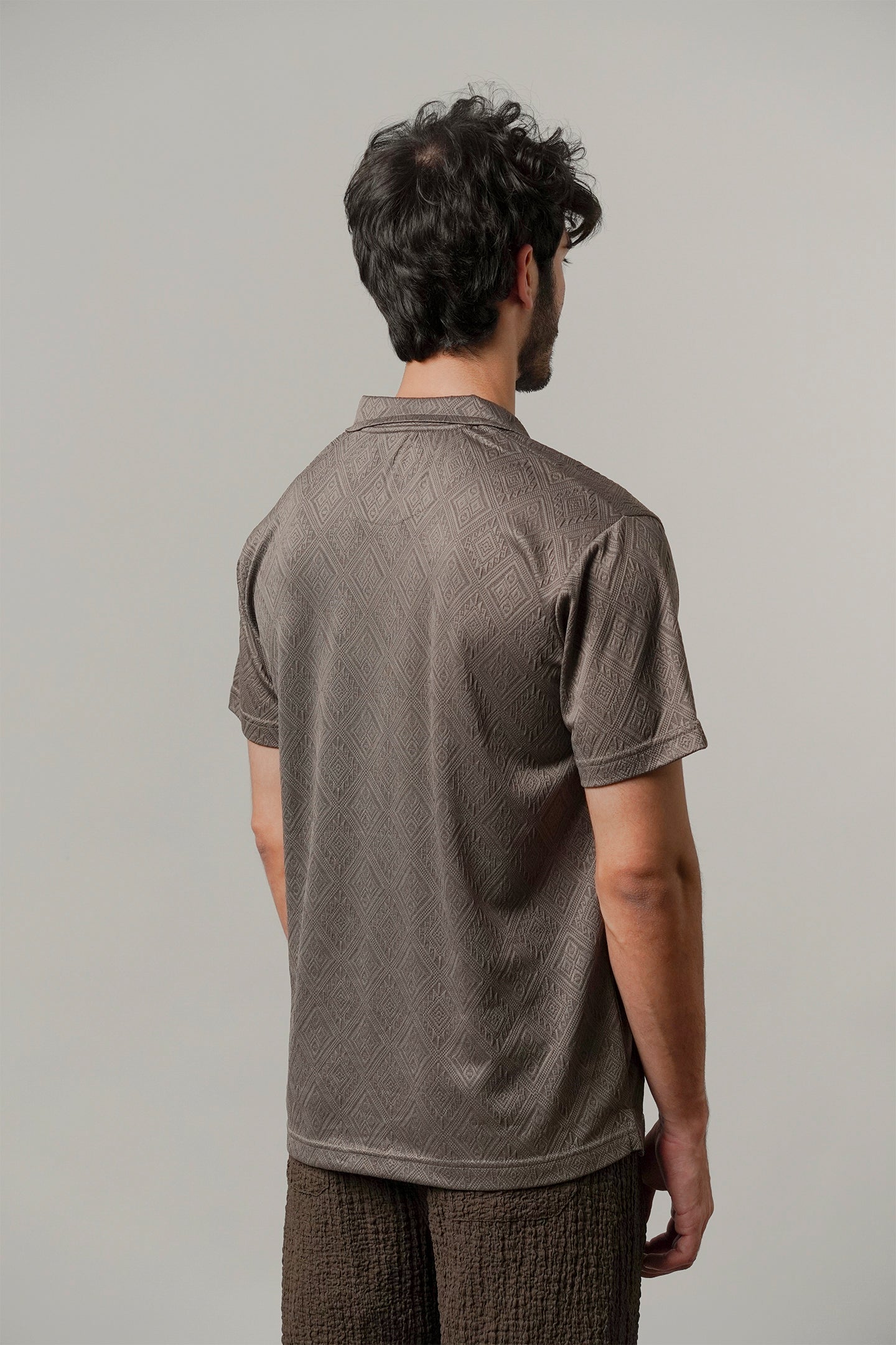 Cuban Collar Polo - Brownish Grey - Mendeez