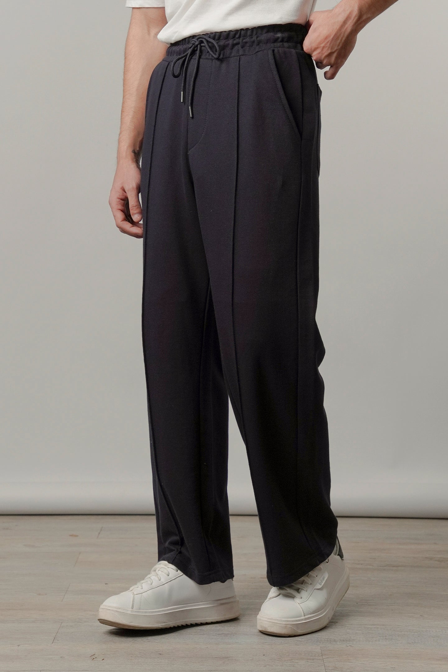 Pintex Jogger Pants - Navy Blue - Mendeez