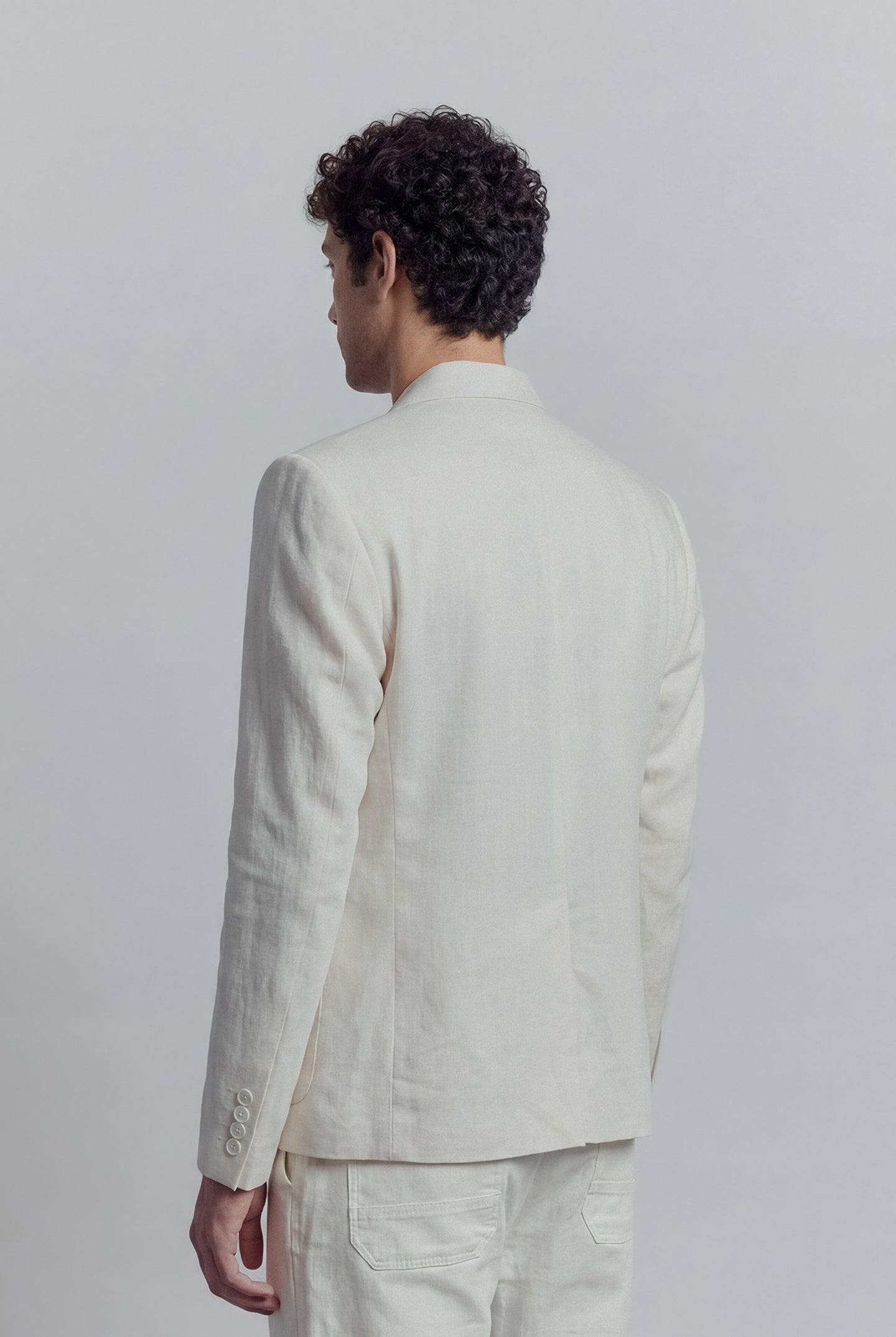 Linen Blazer - White - Mendeez