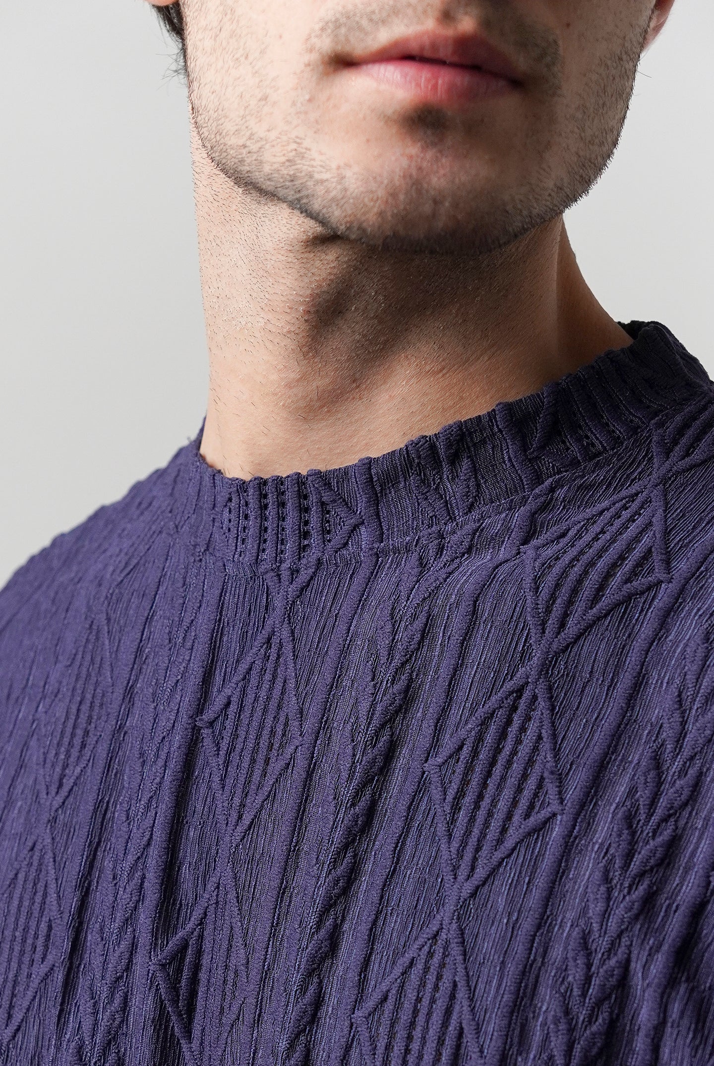 Textured Oversized T-Shirt - Navy Blue - Mendeez