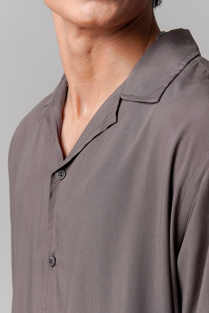 Linen Cuban Shirt - Grey - Mendeez