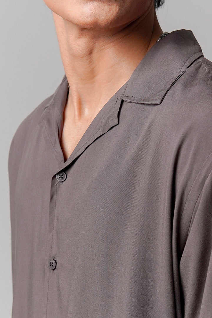 Linen Cuban Shirt - Grey - Mendeez