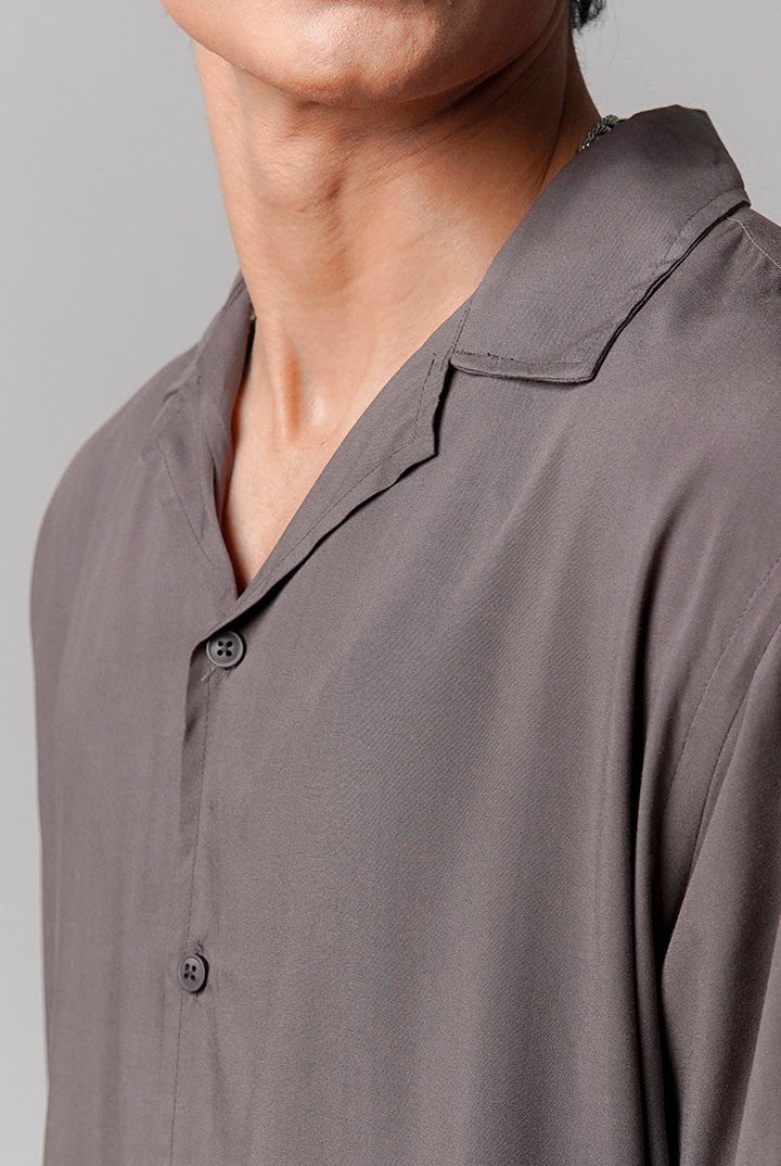 Linen Cuban Shirt - Grey - Mendeez