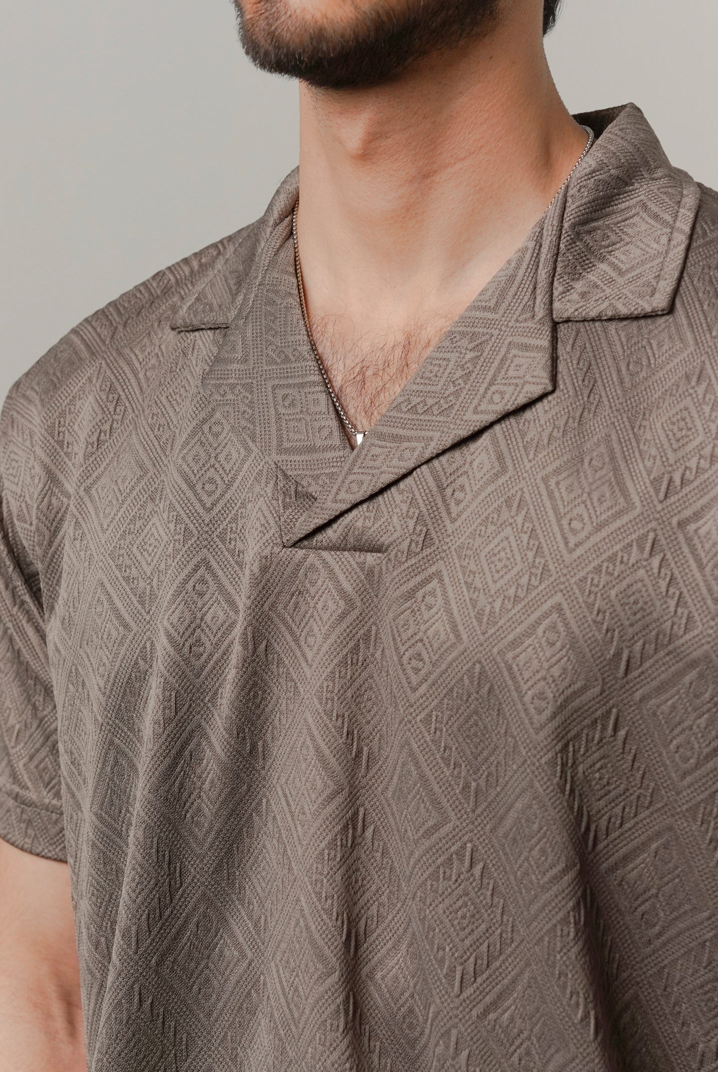 Cuban Collar Polo - Brownish Grey - Mendeez