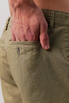 Linen Blend Shorts - Olive Green - Mendeez