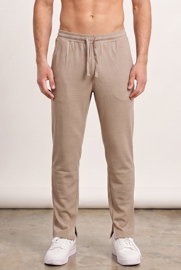 Split Hem Trousers - Beige-5-MENDEEZ
