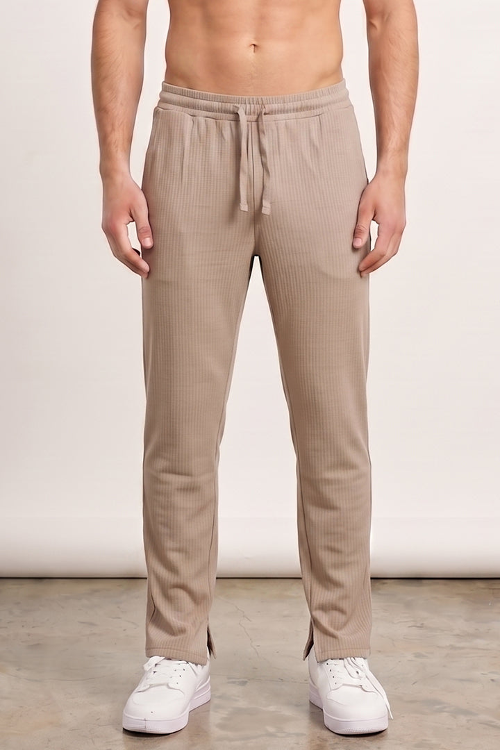 Split Hem Trousers - Beige-5-MENDEEZ
