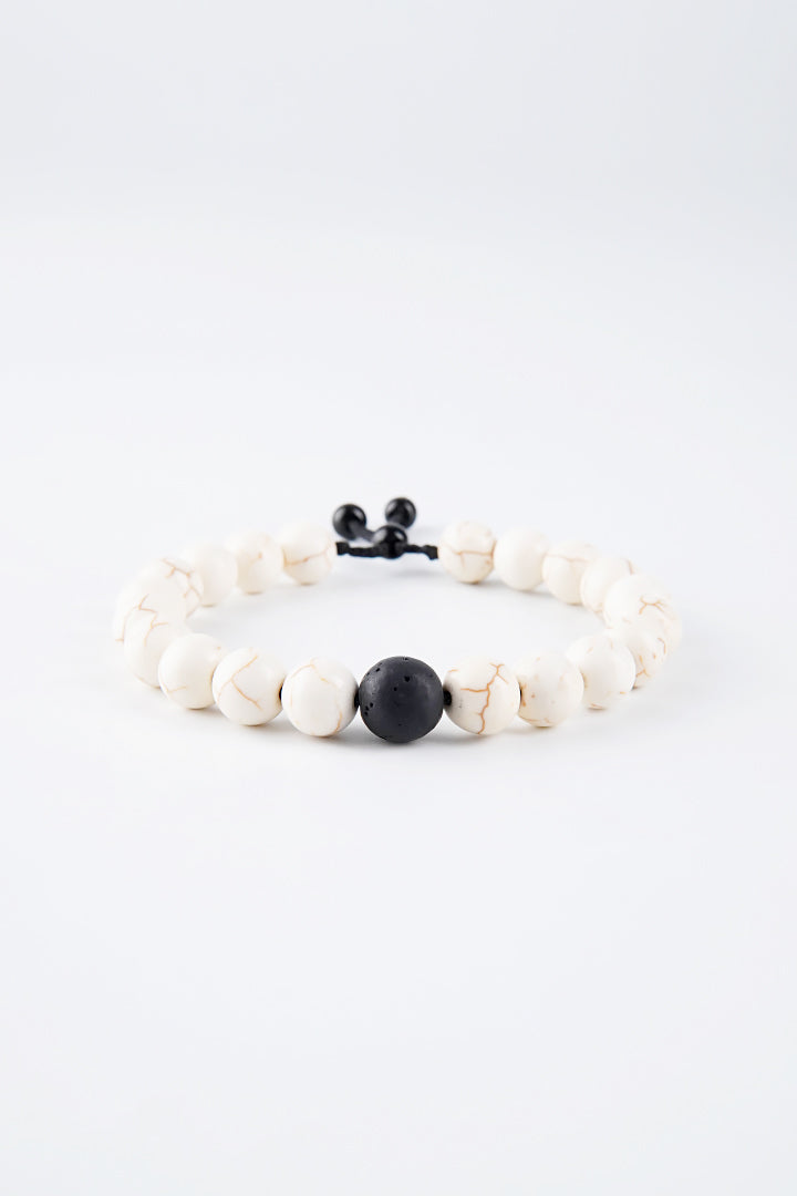 Adjustable Beaded Bracelet - Black & White - Mendeez