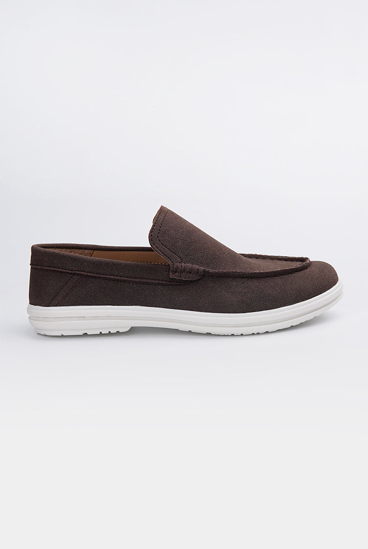 Slip On Suede Loafers - Dark Brown - Mendeez