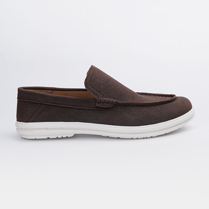 Slip On Suede Loafers - Dark Brown - Mendeez