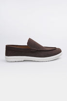 Slip On Suede Loafers - Dark Brown - Mendeez