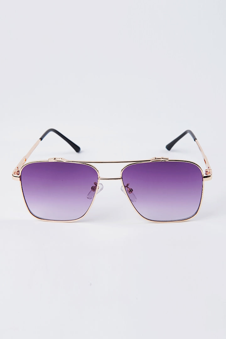 Double Bridge Square Sunglasses - Purple - Mendeez