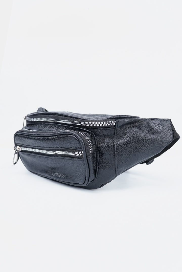 Pebble Leather Waist Bag - Black-1-MENDEEZ