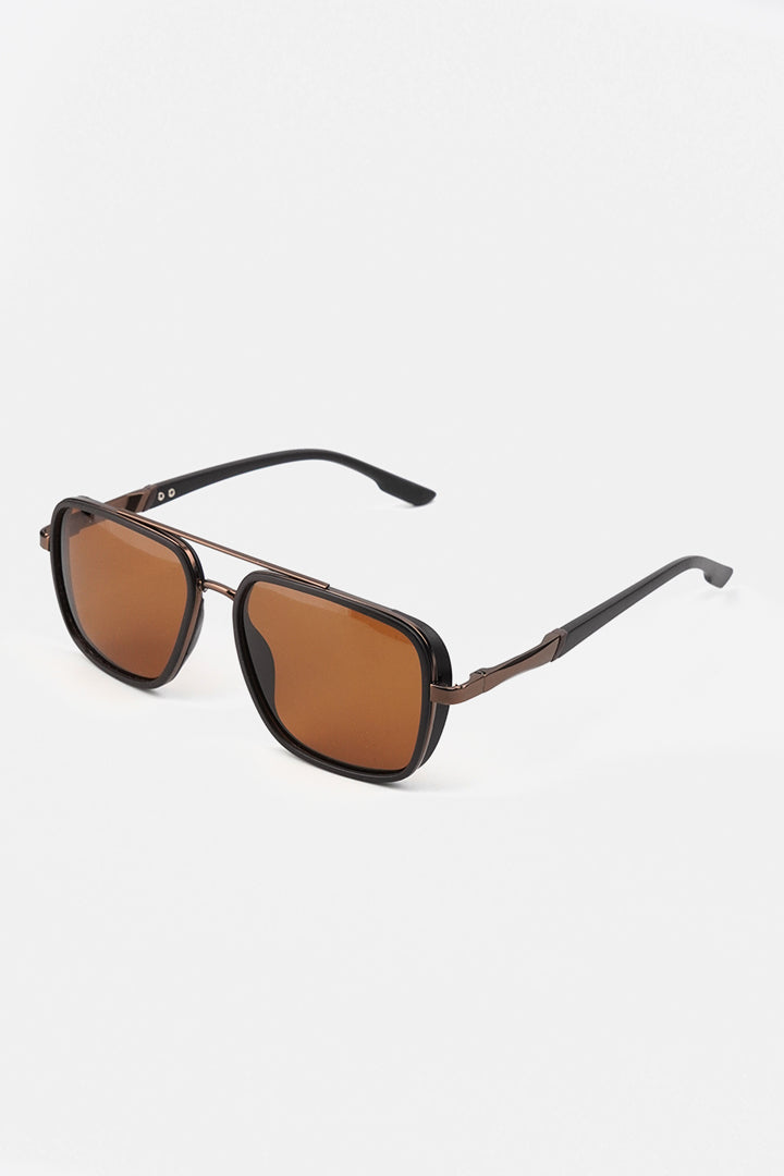 Double Bridge Square Sunglasses - Brown - Mendeez