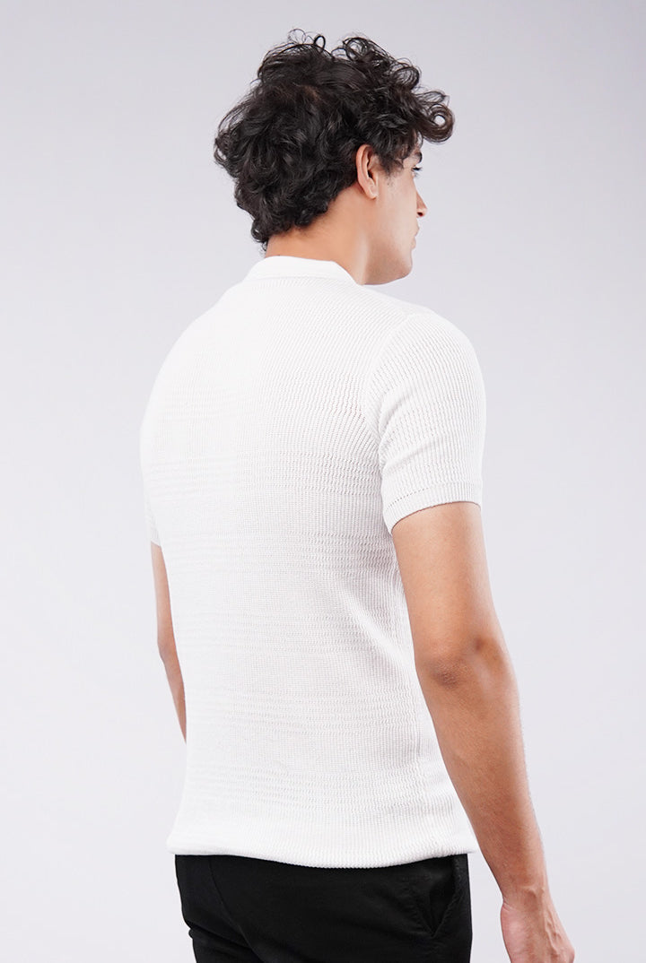 Johnny Collar Polo Shirt - White - Mendeez