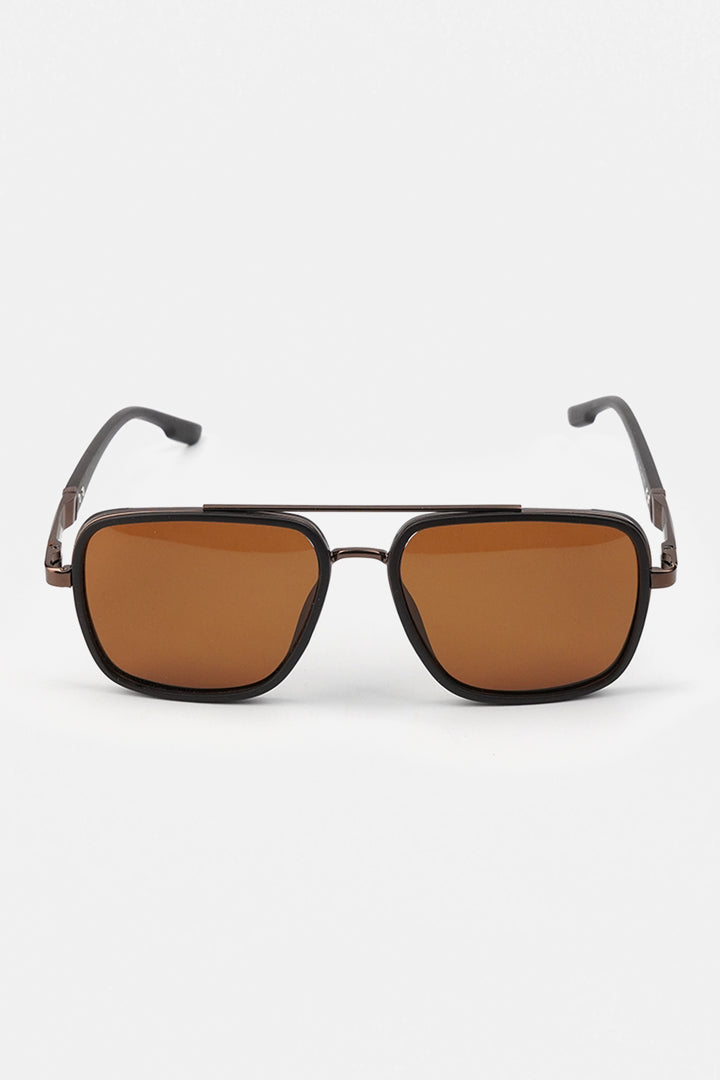 Double Bridge Square Sunglasses - Brown - Mendeez