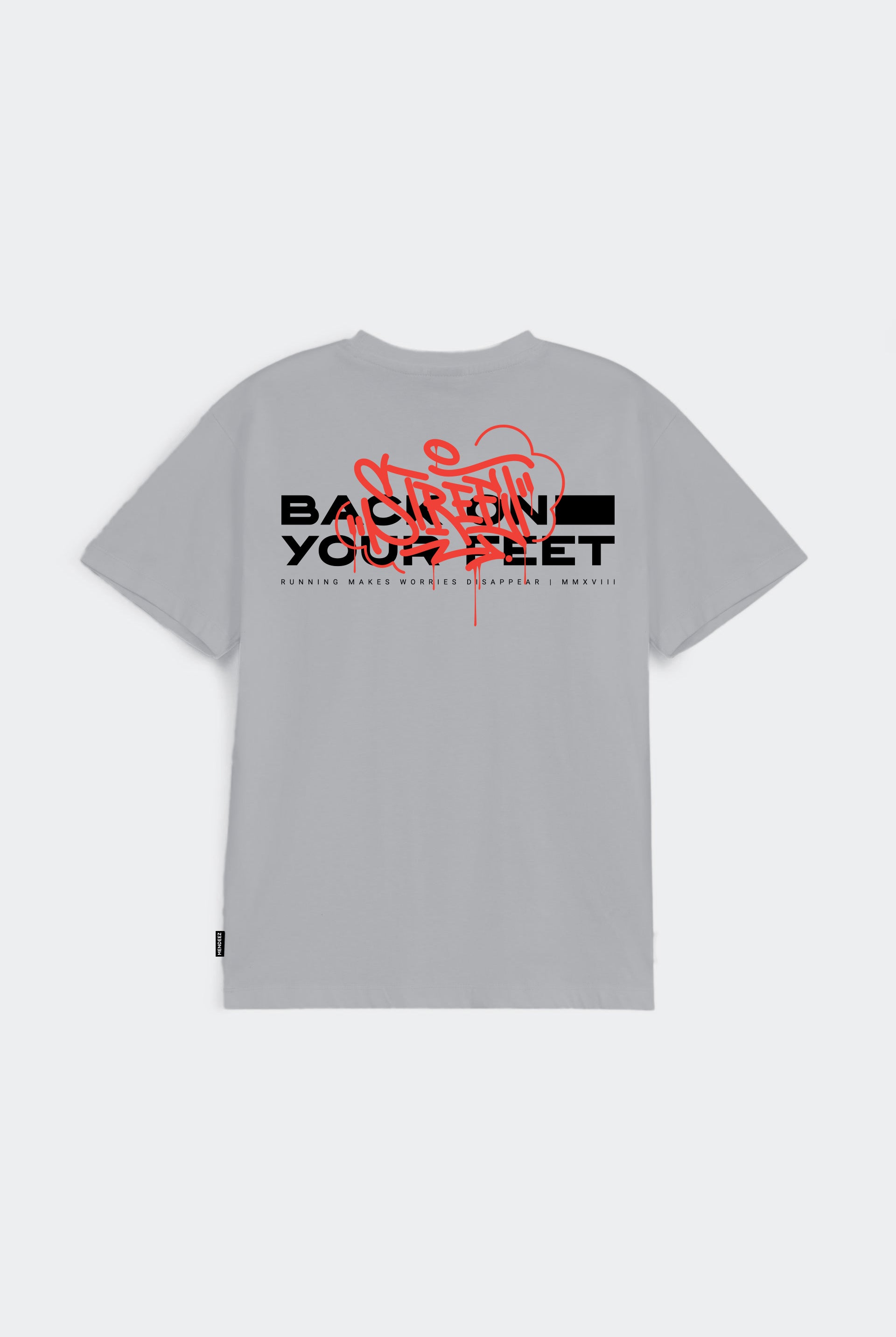 Printed Graphic Tee - Light Grey - Mendeez