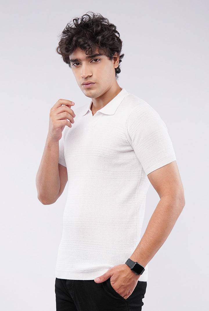 Johnny Collar Polo Shirt - White - Mendeez