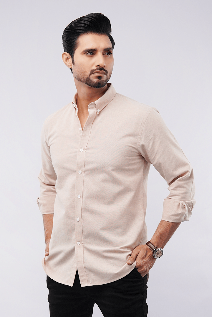 Oxford Shirt - Beige - Mendeez PK