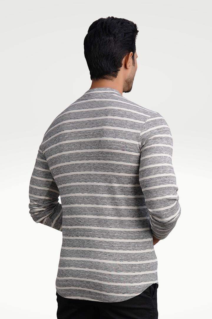 Urban Granite Mock Neck Striped Sweatshirt - Mendeez PK