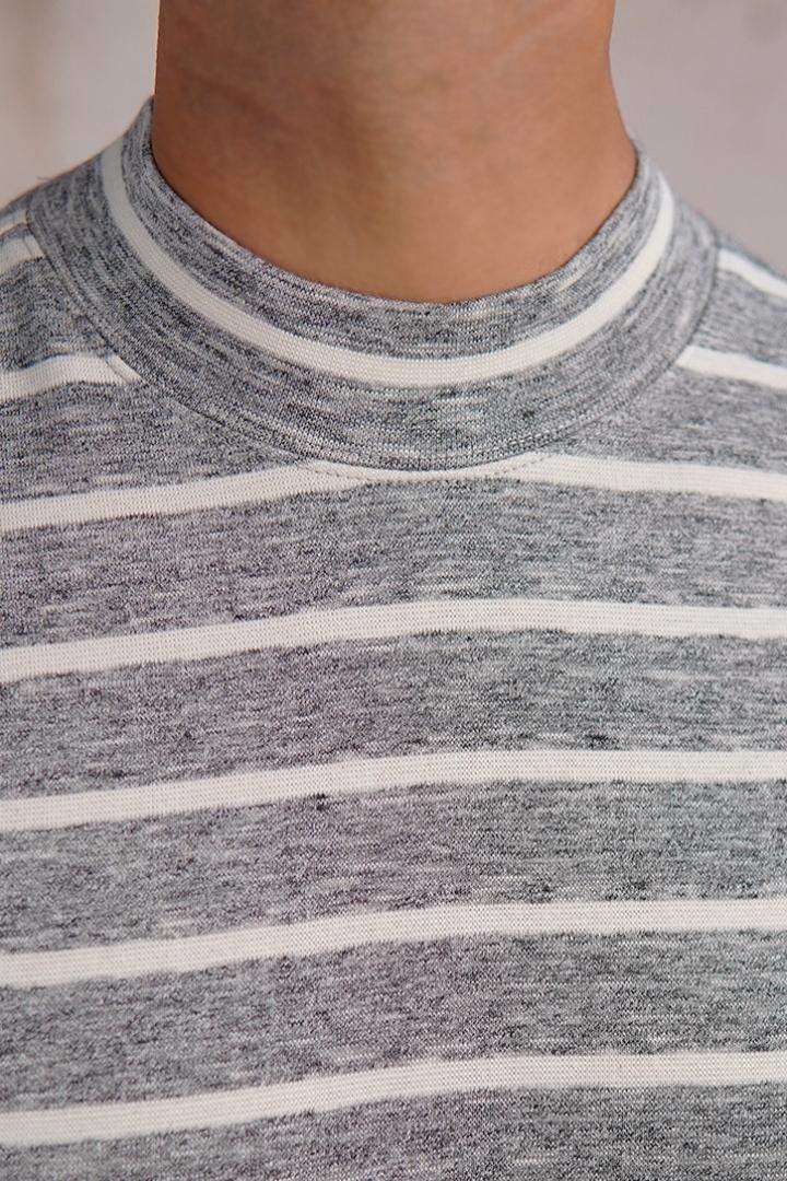 Urban Granite Mock Neck Striped Sweatshirt - Mendeez PK